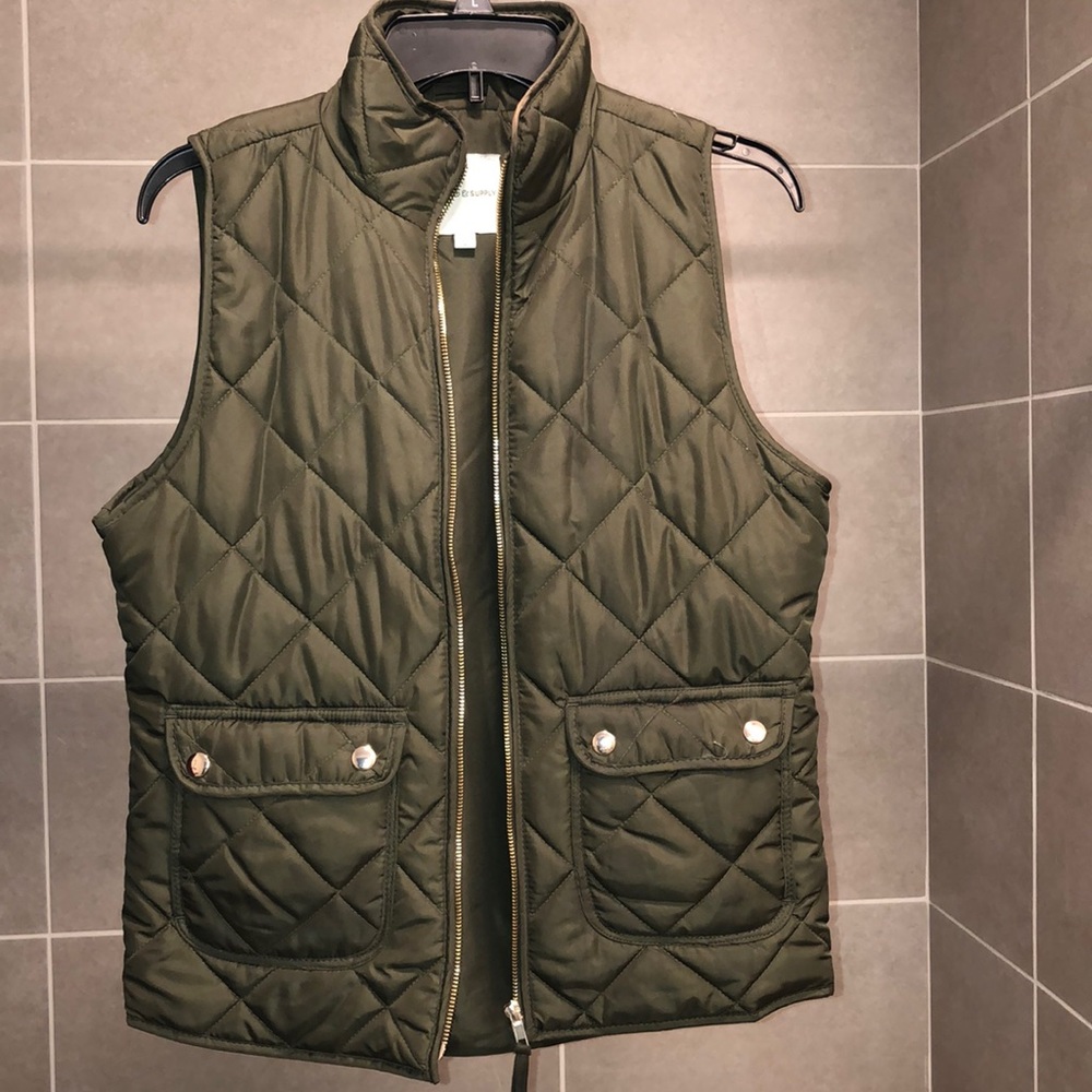 Olive green quilted vest